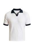 Ribbed Knit Polo Shirt