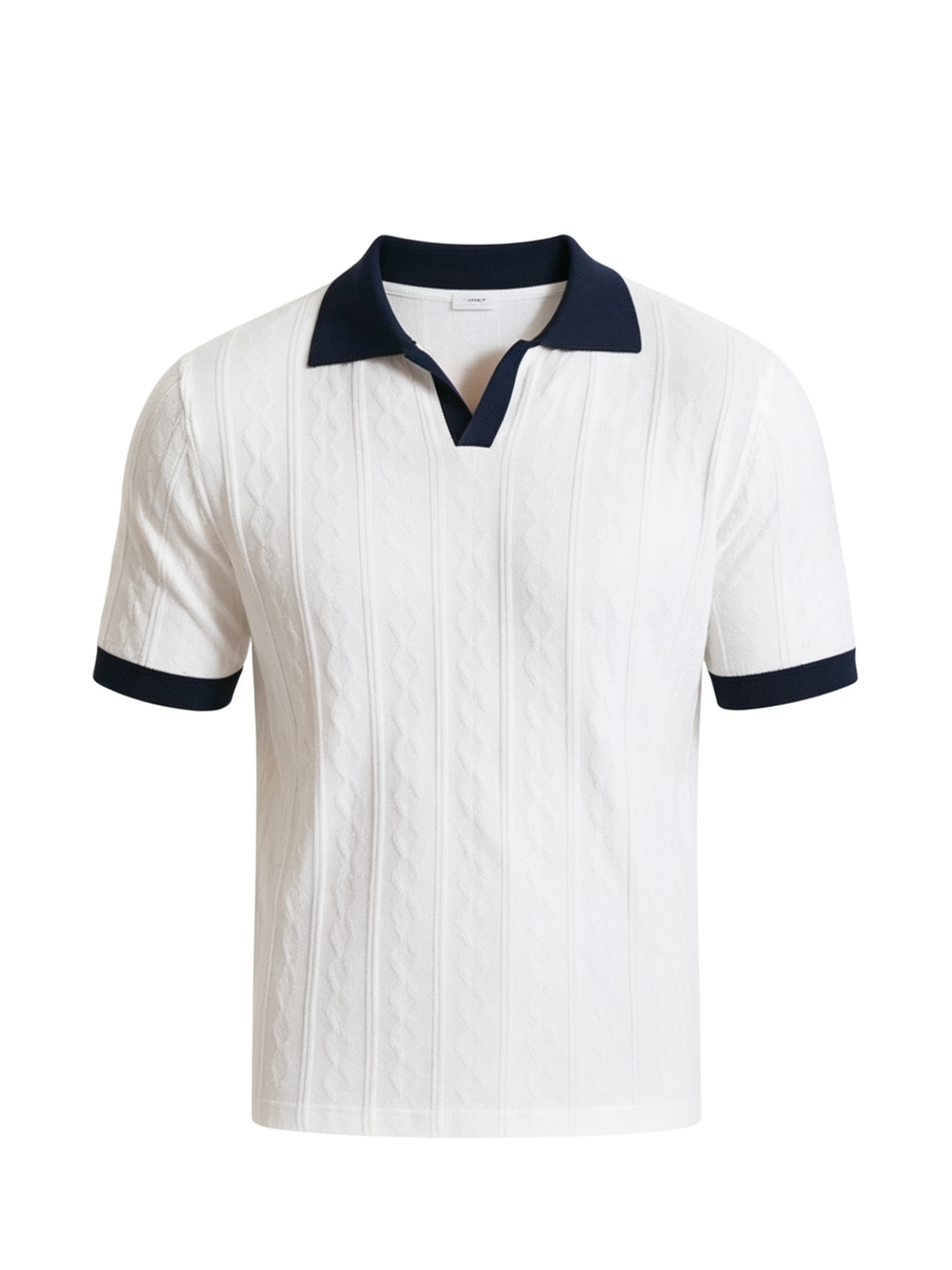 Ribbed Knit Polo Shirt