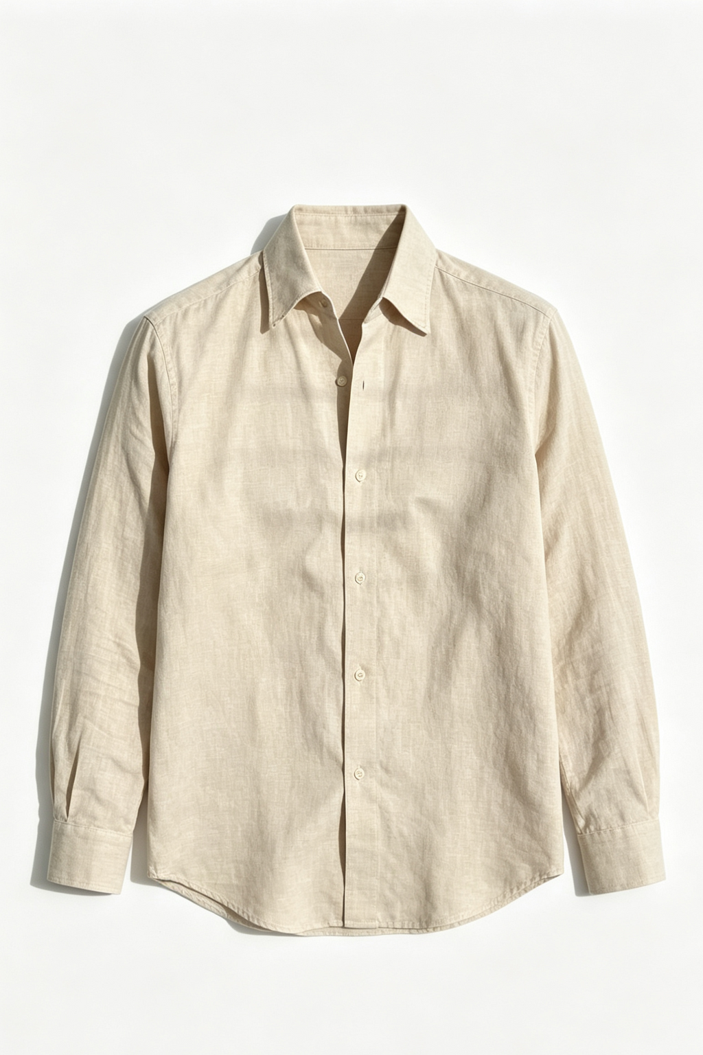 Classic Linen Button-Down Shirt in Neutral Tone