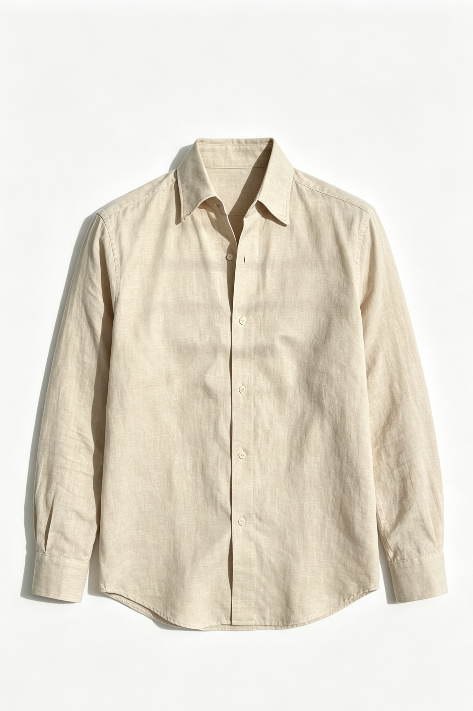 Classic Linen Button-Down Shirt in Neutral Tone