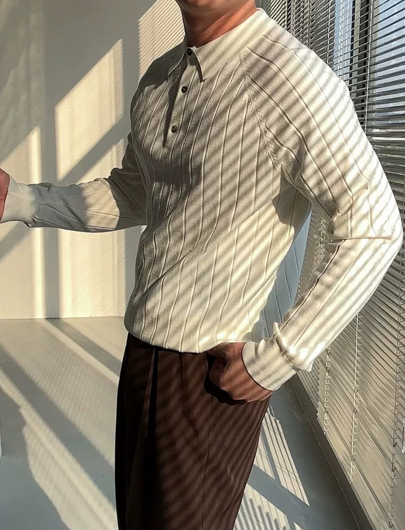 The Ivory Ribbed Polo
