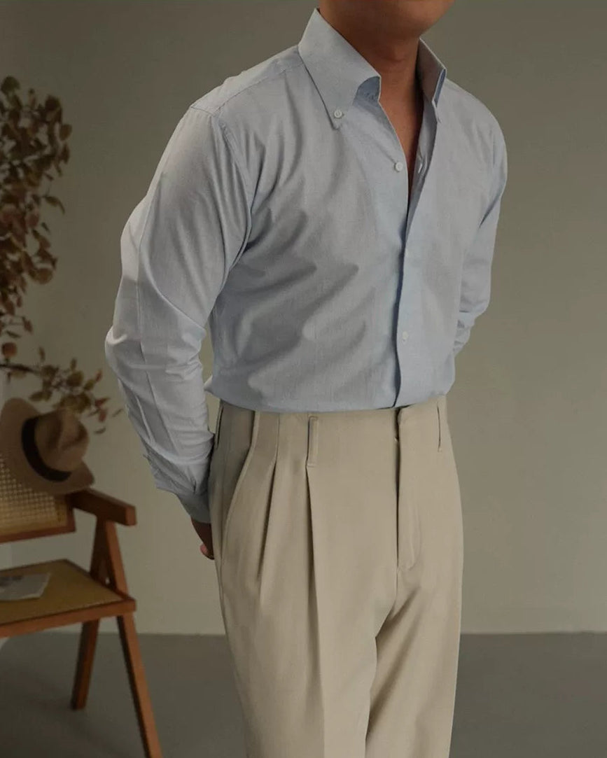 Classic Linen Button-Down Shirt in Neutral Tone