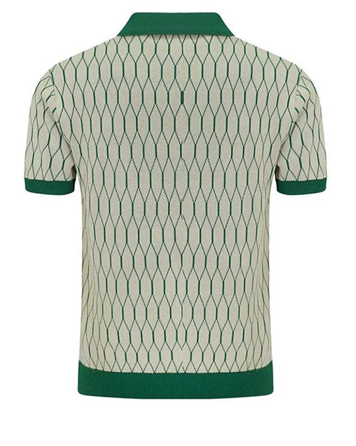 Men’s Old Money Geometric Knit Polo Shirt – Premium Style