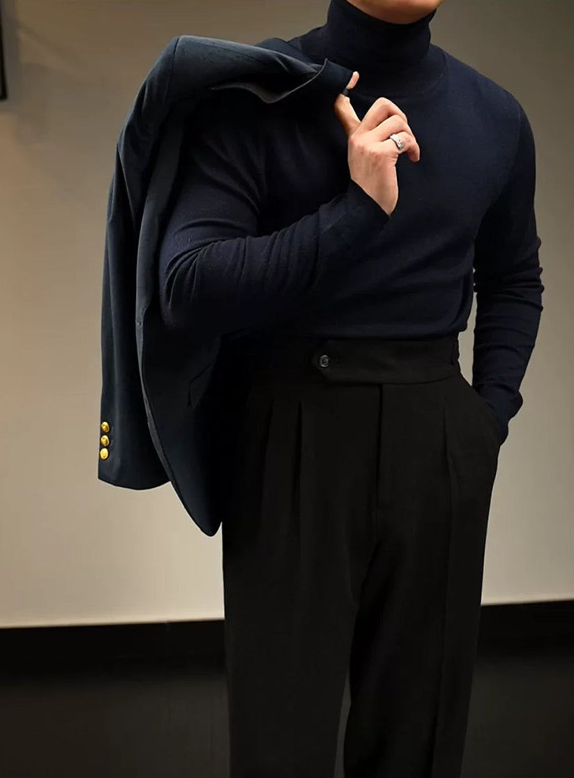 The Black Fine-Knit Turtleneck