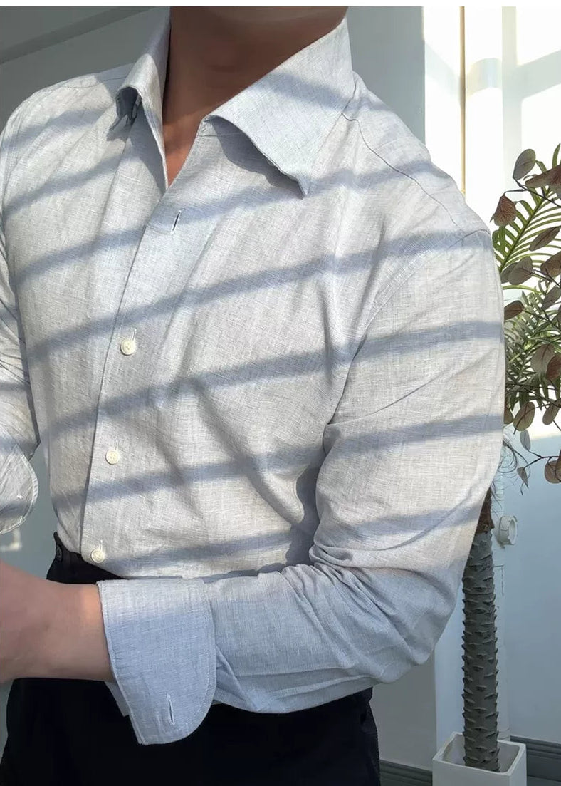 Classic Linen Button-Down Shirt in Neutral Tone