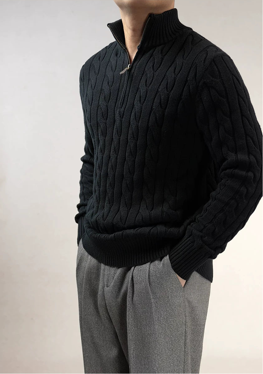 The Black Cable Half-Zip