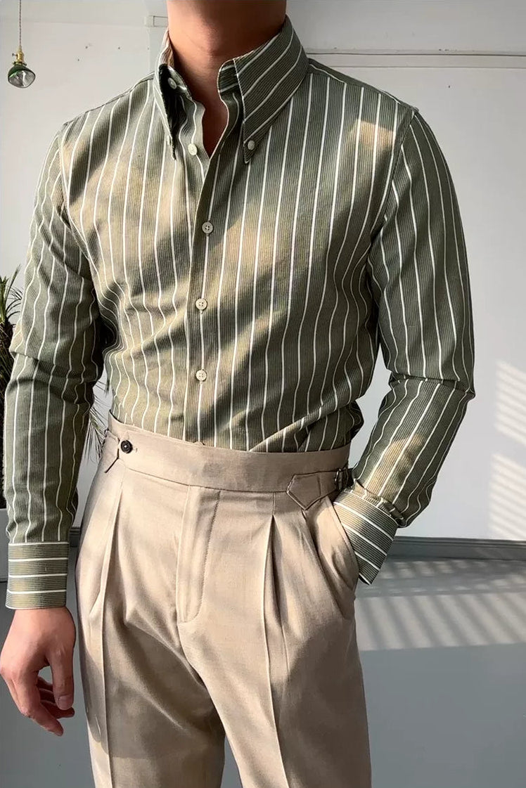 The Kensington Shirt — Sage Stripe