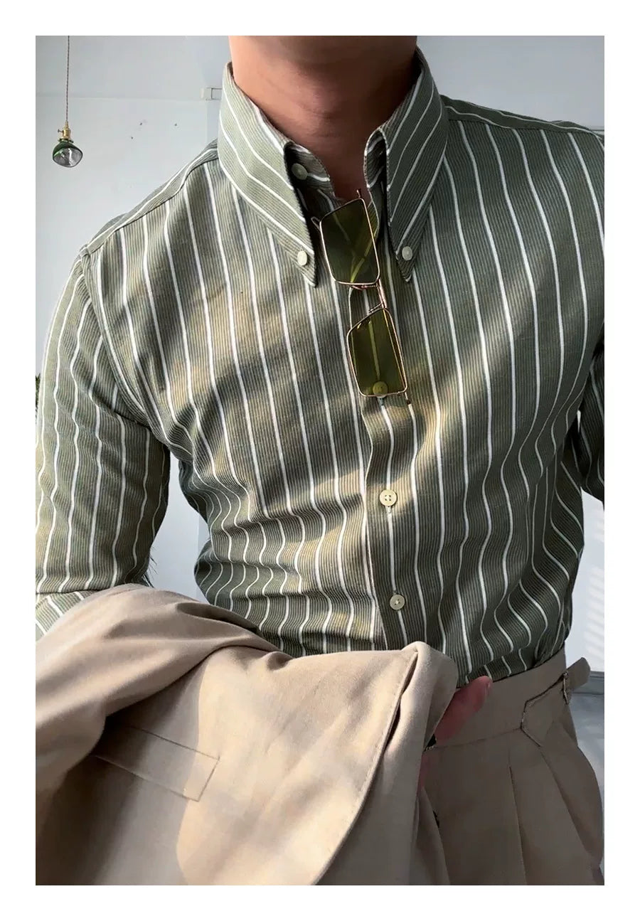 The Kensington Shirt — Sage Stripe