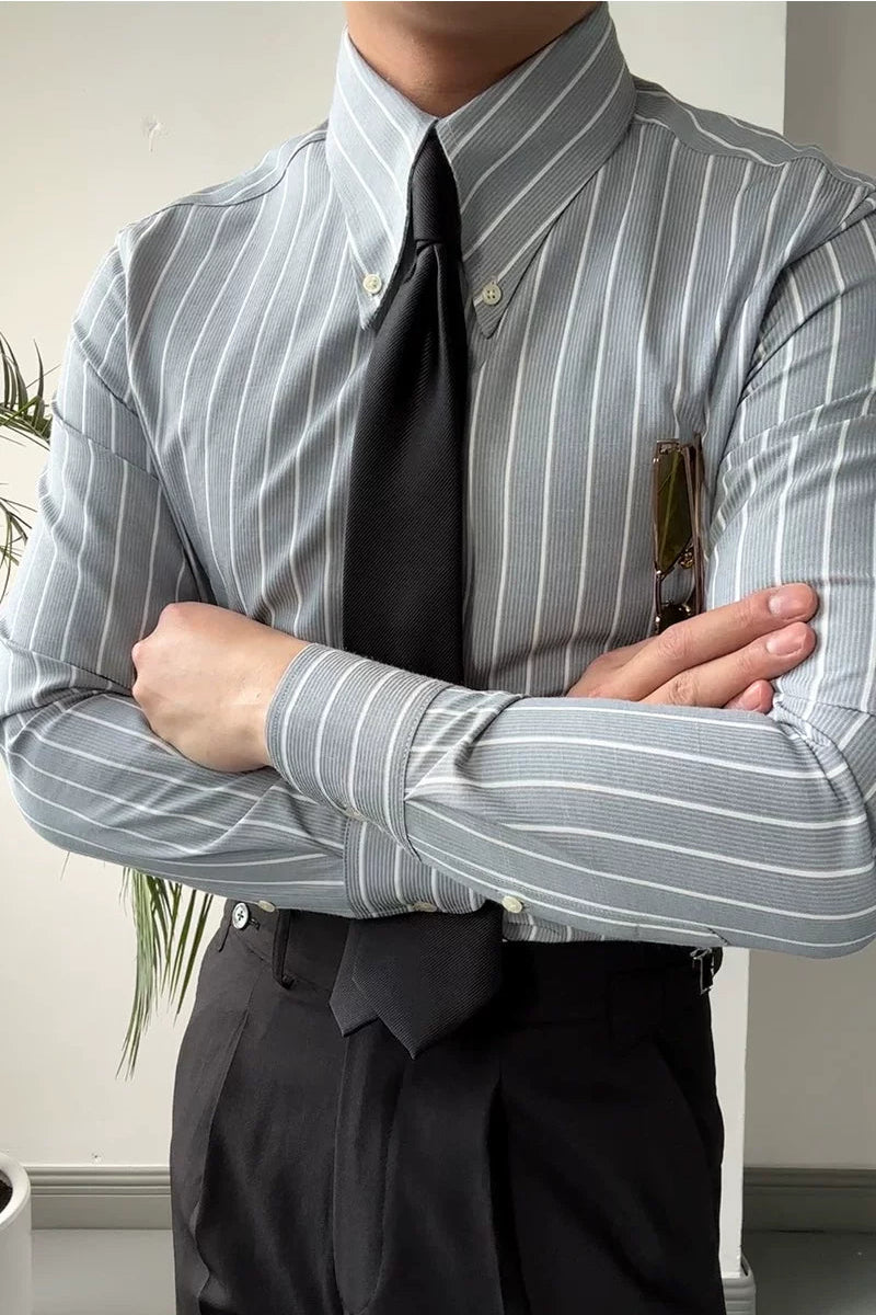 The Kensington Shirt — Sage Stripe