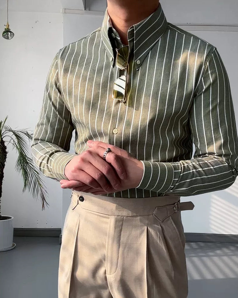 The Kensington Shirt — Sage Stripe