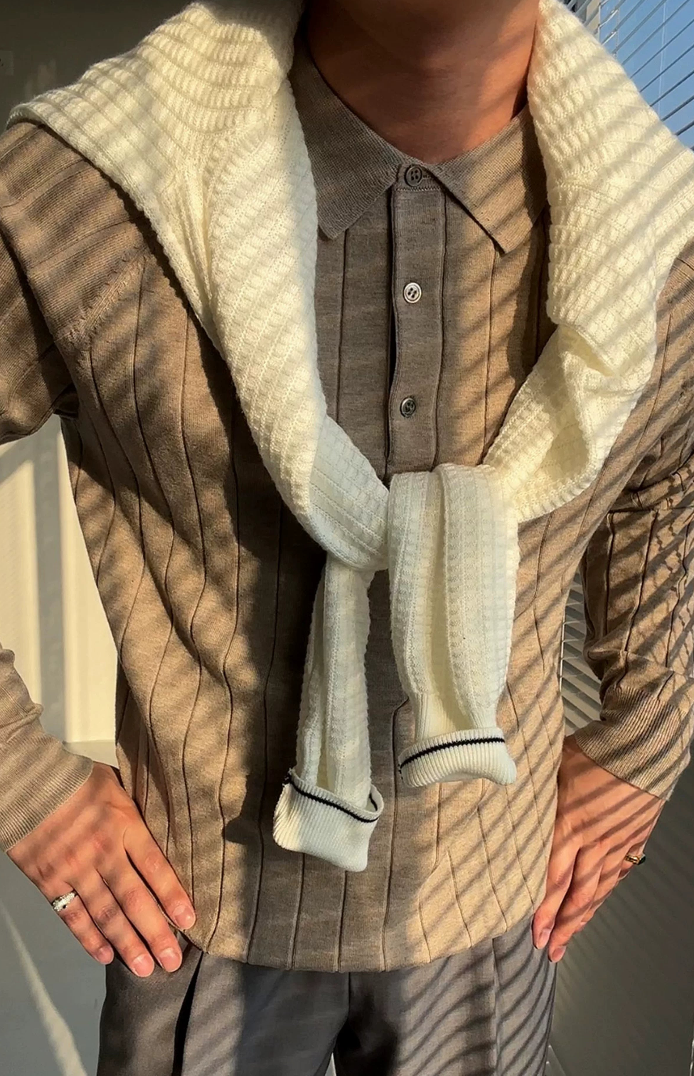 The Ivory Ribbed Polo