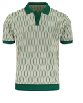 Men’s Old Money Geometric Knit Polo Shirt – Premium Style